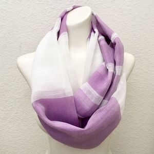 Gauze Weave Lavender Wide Striped Infinity Scarf